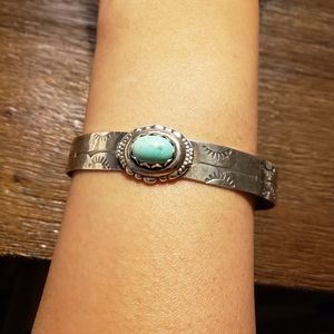 Vintage Sterling Silver Turquoise Cuff Bracelet